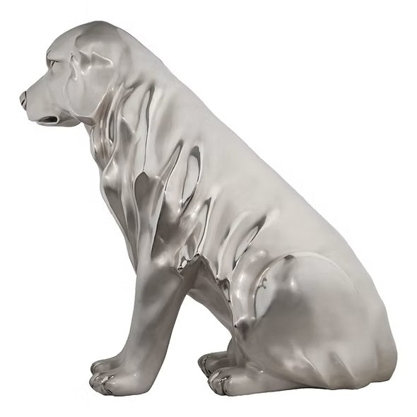 Matte Silver Golden Retriever Statute