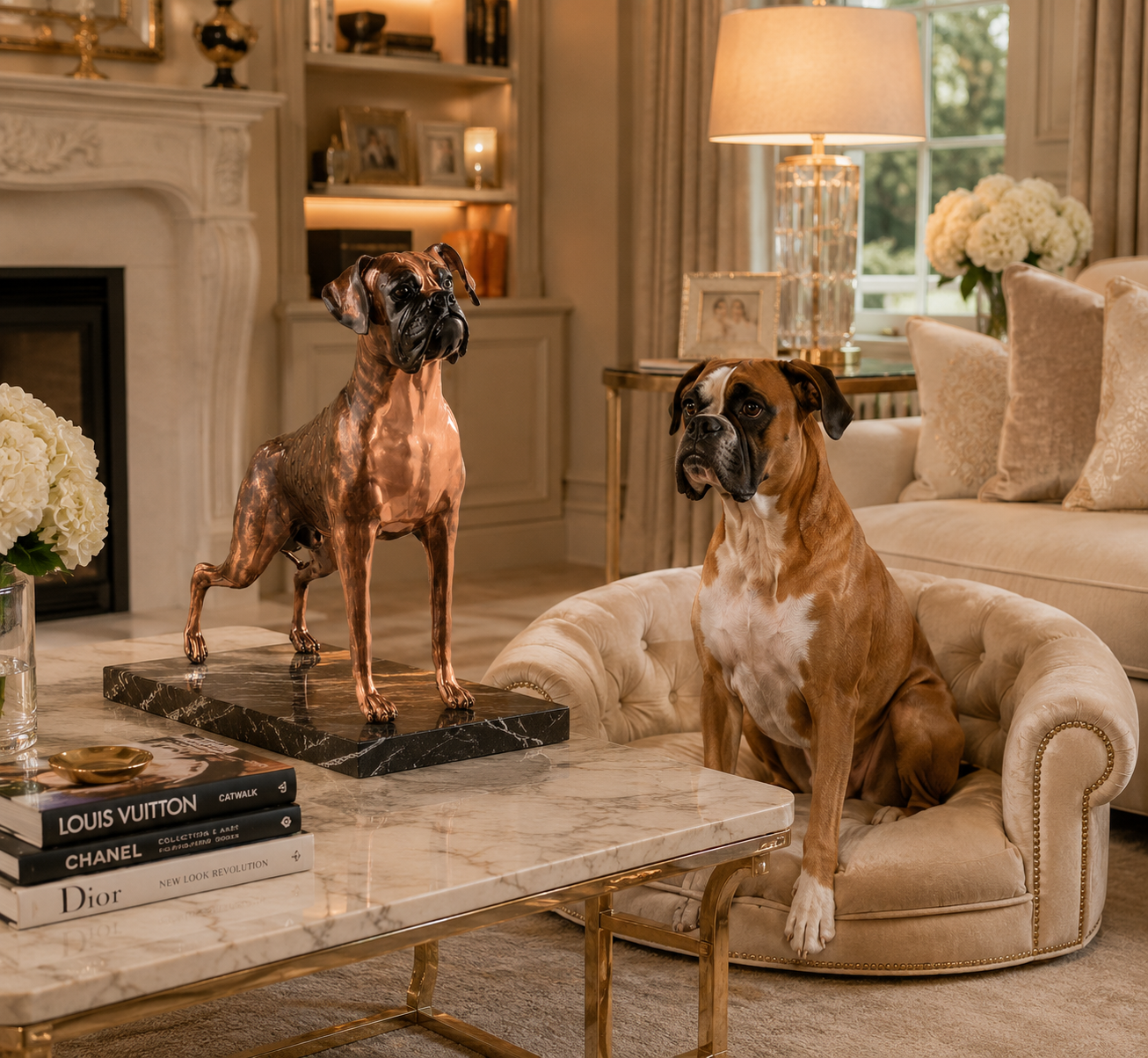 Gorgeous Copper Boxer Sculpture