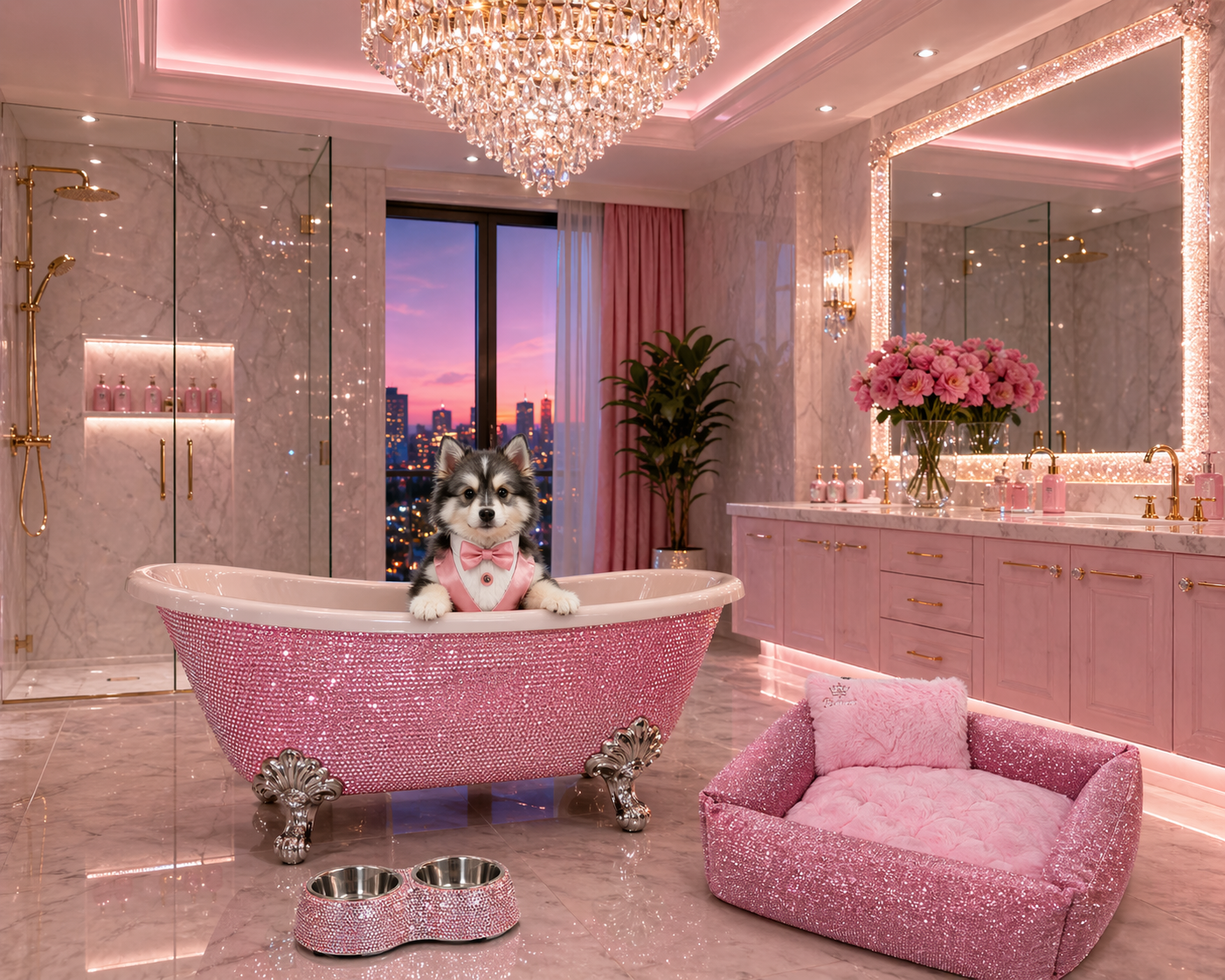 Diamond Crystal Dog Bathtub