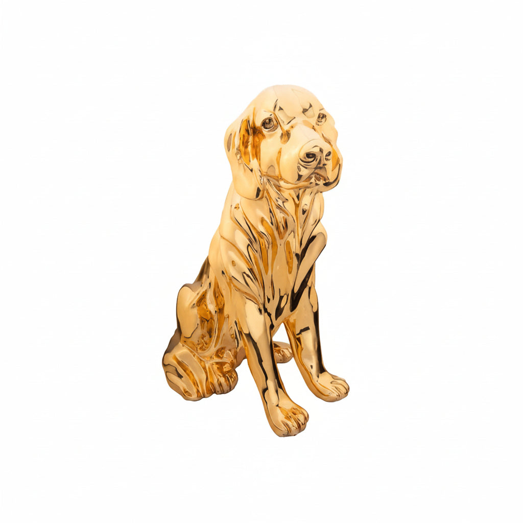 24K Gold dog figurine on a white background