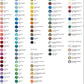 Color Swarovski  swatch chart with various color names and effects on a white background