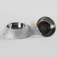 Pet bowl with textured metallic base on a light gray background