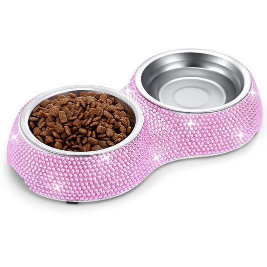 Luxury Crystal Dog Bowl Set